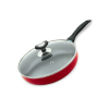 TPR NS Glamour Fry Pan With Lid (Red)- 28cm