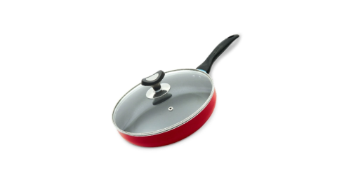 TPR NS Glamour Fry Pan With Lid (Red)- 28cm